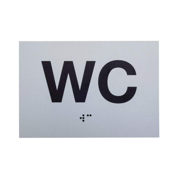 WC - Braille lettering plaque - silver matte dibond - dim. 115x80mm - TAB541