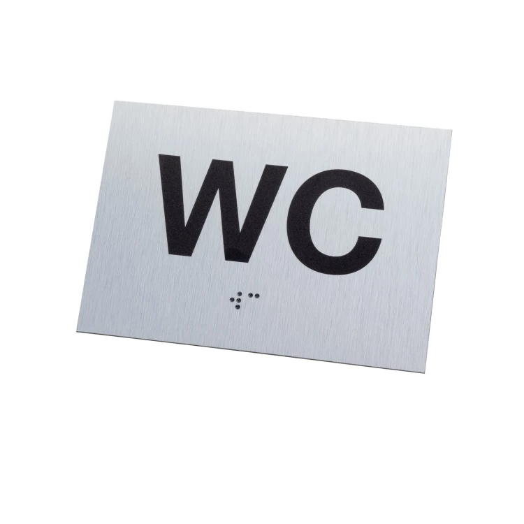 WC - Braille lettering plaque - silver brushed dibond - size 115x80mm - TAB542
