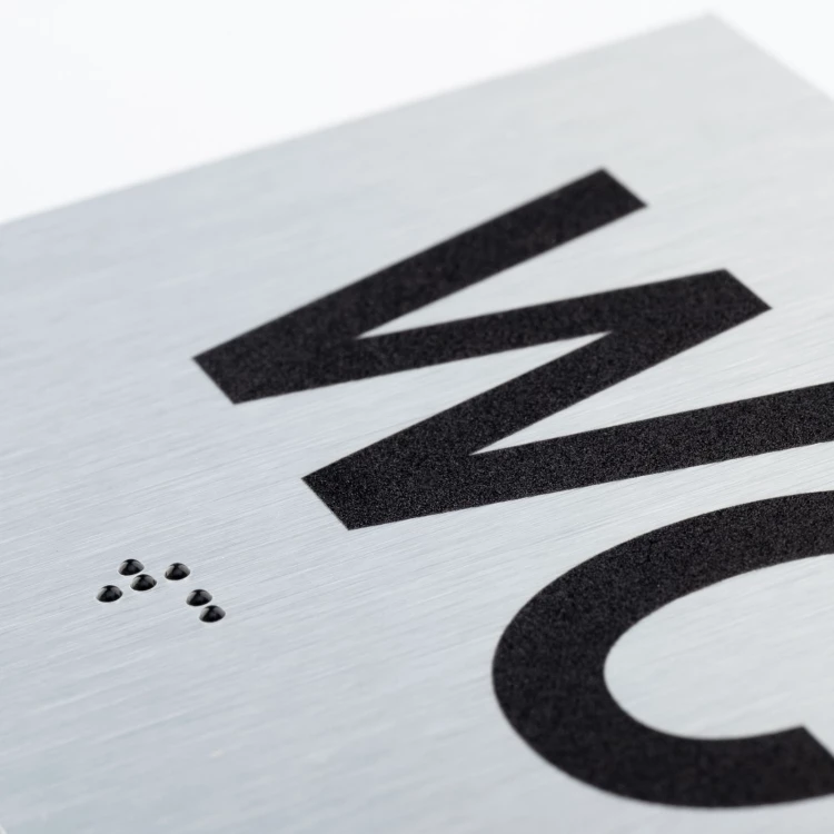 WC - Braille lettering plaque - silver brushed dibond - size 115x80mm - TAB542