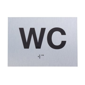 WC - Braille lettering plaque - silver brushed dibond - size 115x80mm - TAB542