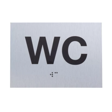 WC - Braille lettering plaque - silver brushed dibond - size 115x80mm - TAB542