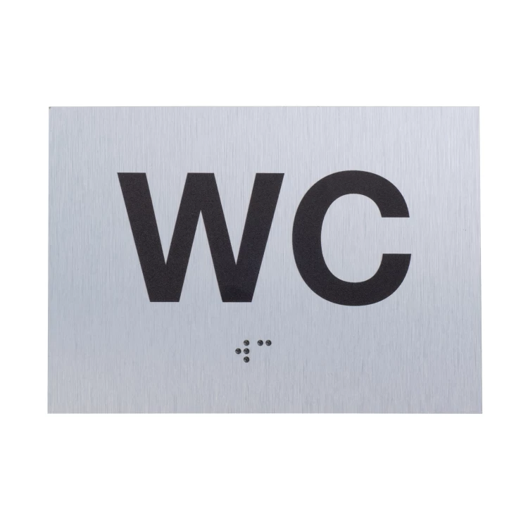 WC - Braille lettering plaque - silver brushed dibond - size 115x80mm - TAB542