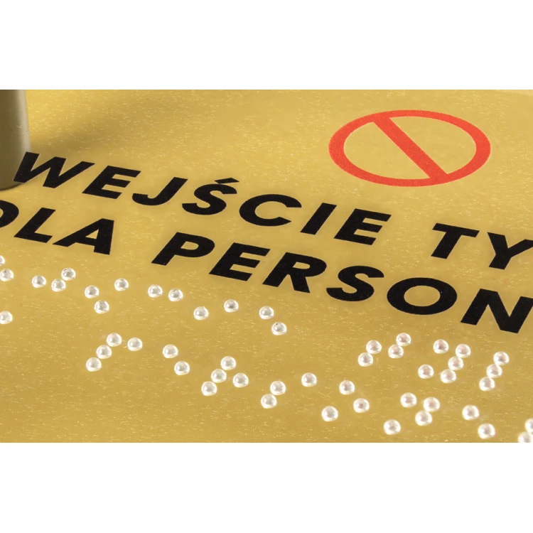 Entry for Staff Only - Plexi Sign with Braille Alphabet on Spacers - Size 160x100mm - TAB262