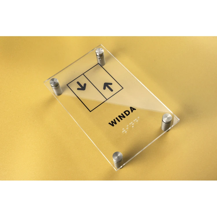 Elevator - Plexiglass plaque with Braille alphabet on spacers - size 100x160mm - TAB261