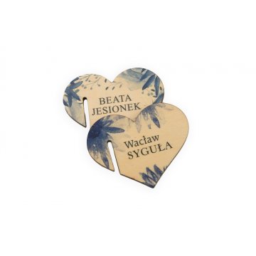 Champagne Glass Place Cards - Wooden Hearts - UV Print - WK006