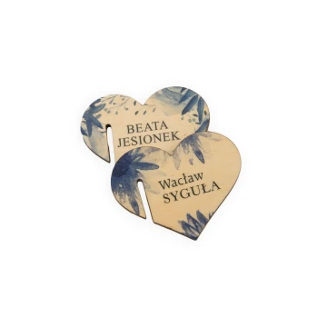 Champagne Glass Place Cards - Wooden Hearts - UV Print - WK006