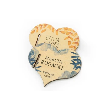 Wine Glass Place Cards - Wooden Hearts - UV Print - WK002