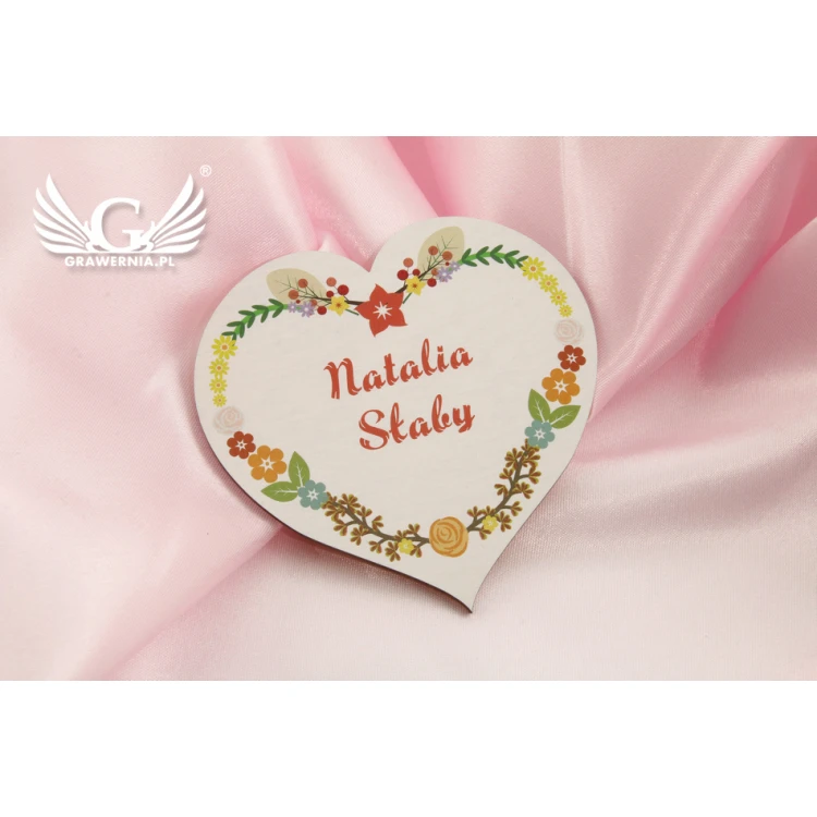 Wedding Place Cards - Wooden Heart - UV Print - WIN001