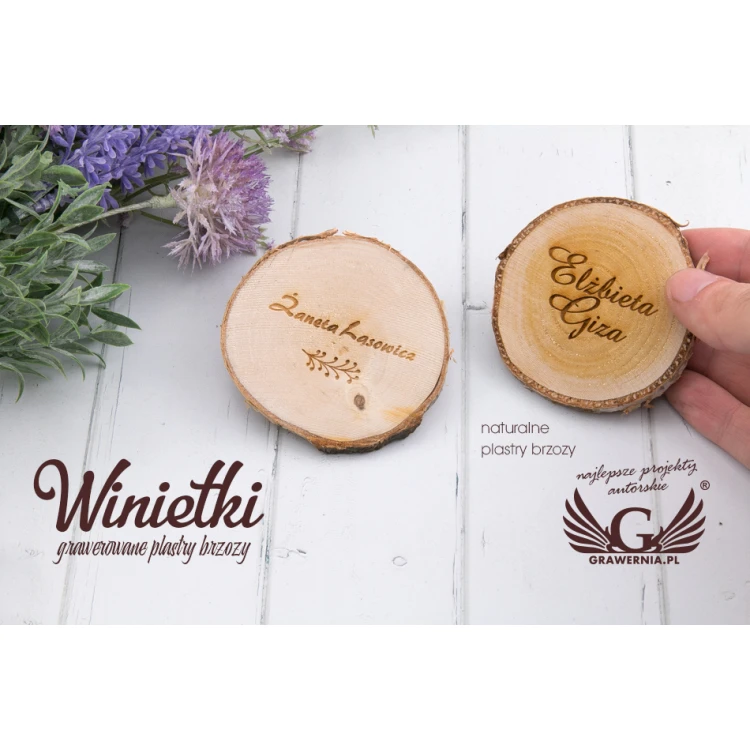Wedding Place Cards - Birch Slice - Laser Engraved - WIN003