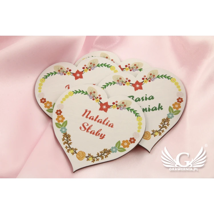 Wedding Place Cards - Wooden Heart - UV Print - WIN001
