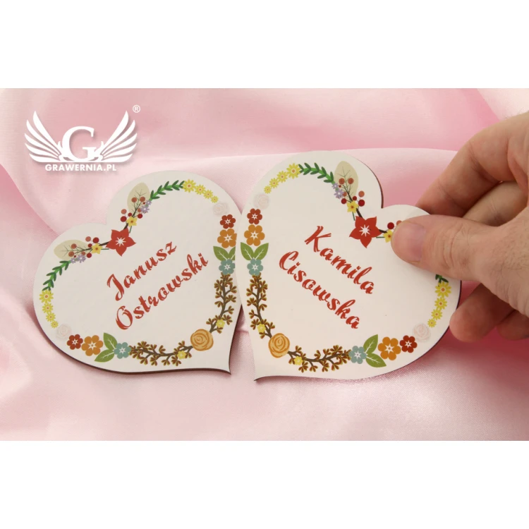 Wedding Place Cards - Wooden Heart - UV Print - WIN001