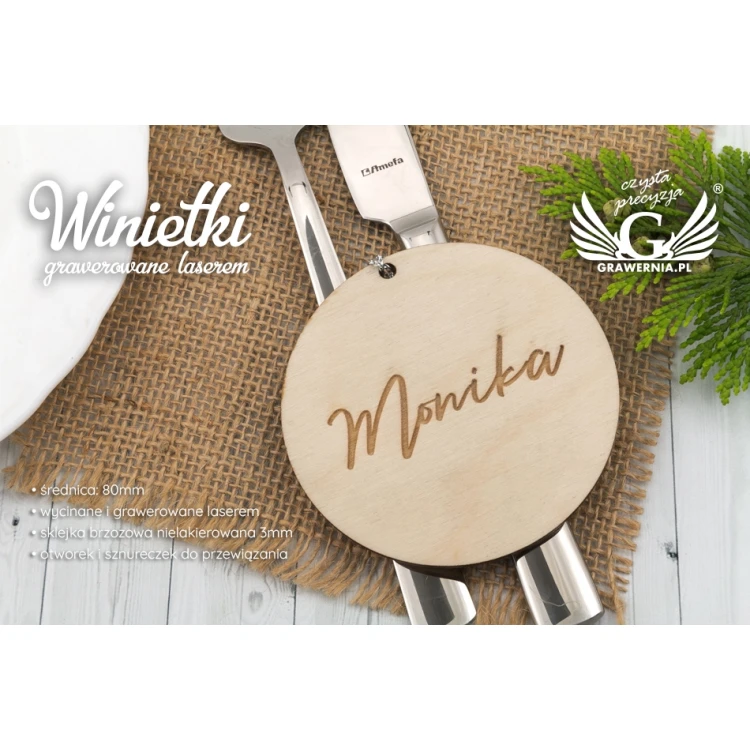 Wedding Place Cards made of Natural Wood Laser Engraved - WIN004