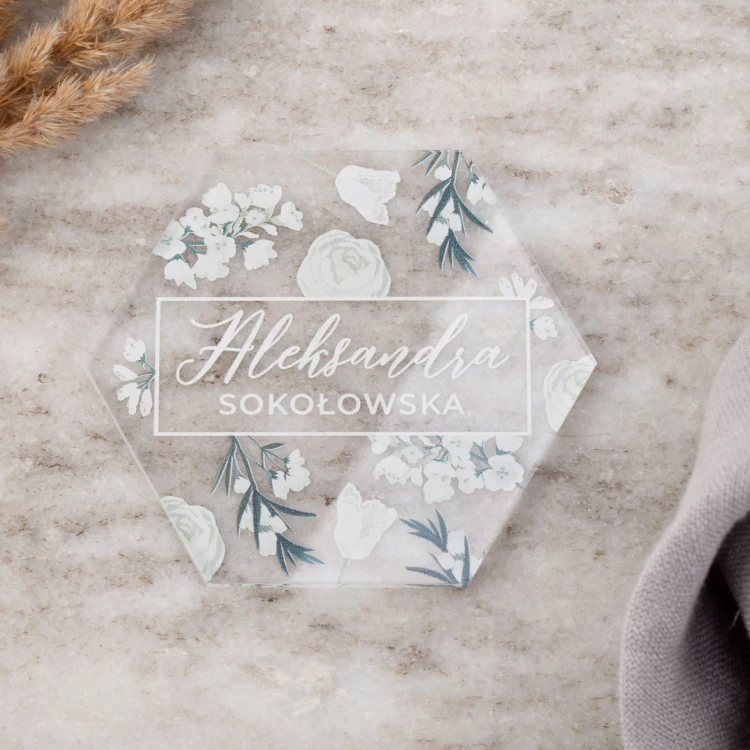 Wedding Place Cards made of Transparent Plexi with UV Print - WIN019