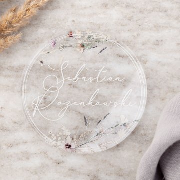 Wedding Place Cards made of Transparent Plexi with UV Print - WIN014