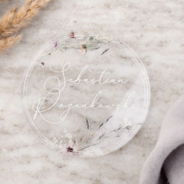 Wedding Place Cards made of Transparent Plexi with UV Print - WIN014