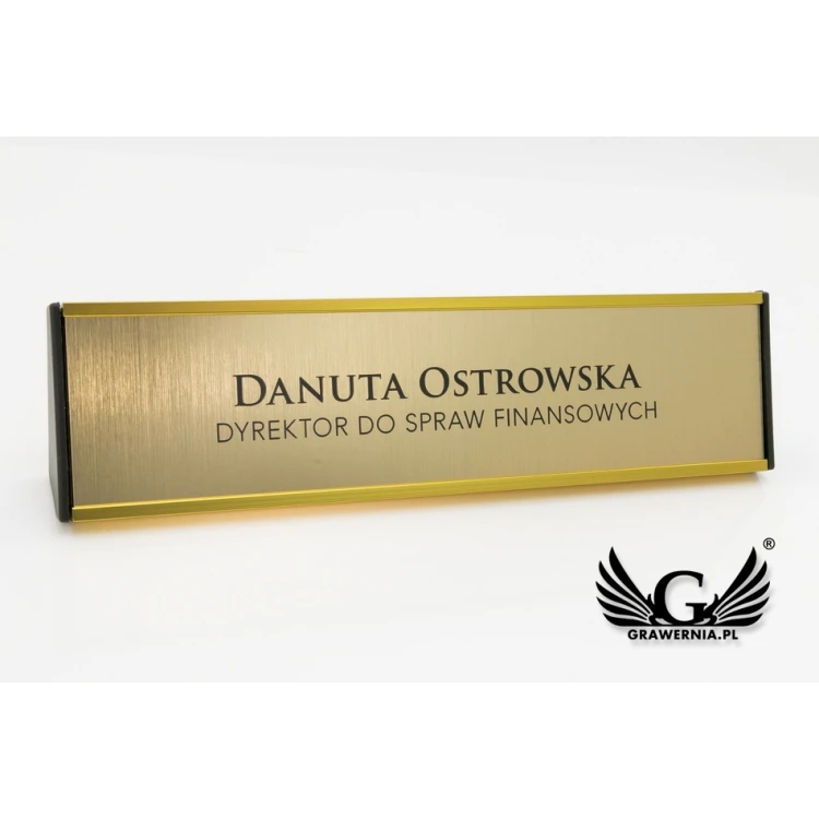 Desk Business Card Holder with Engraved Plaque - Gold - WIZ002