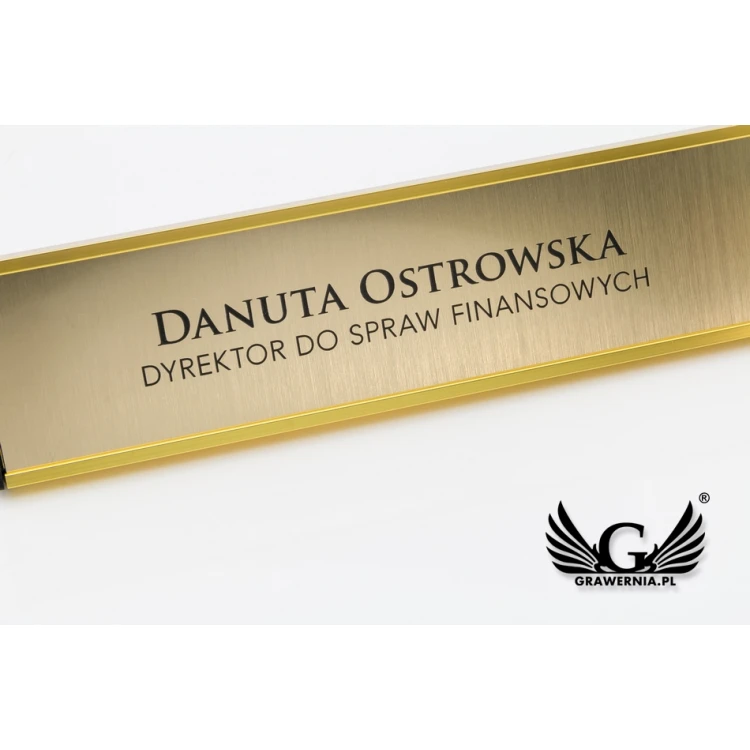 Desk Business Card Holder with Engraved Plaque - Gold - WIZ002