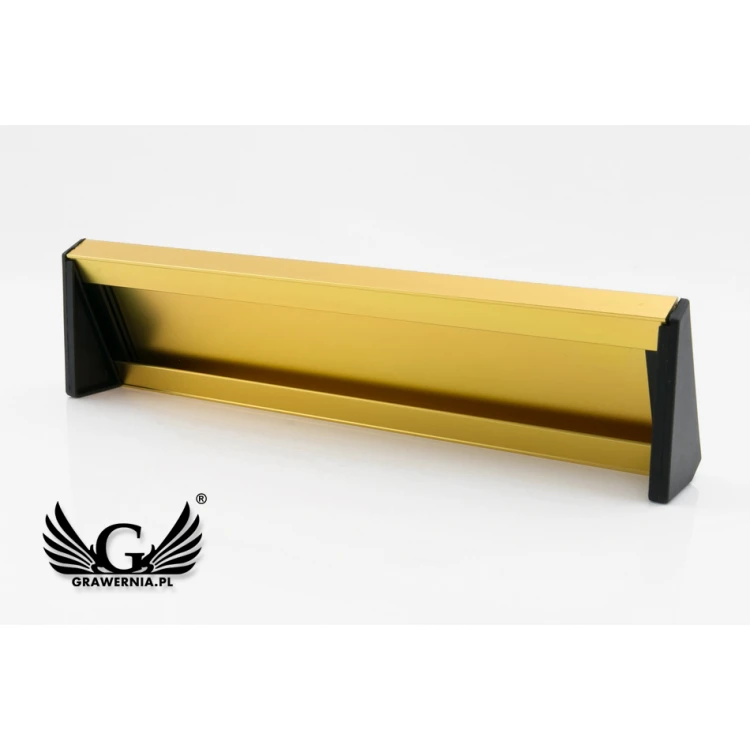 Desk Business Card Holder with Engraved Plaque - Gold - WIZ002