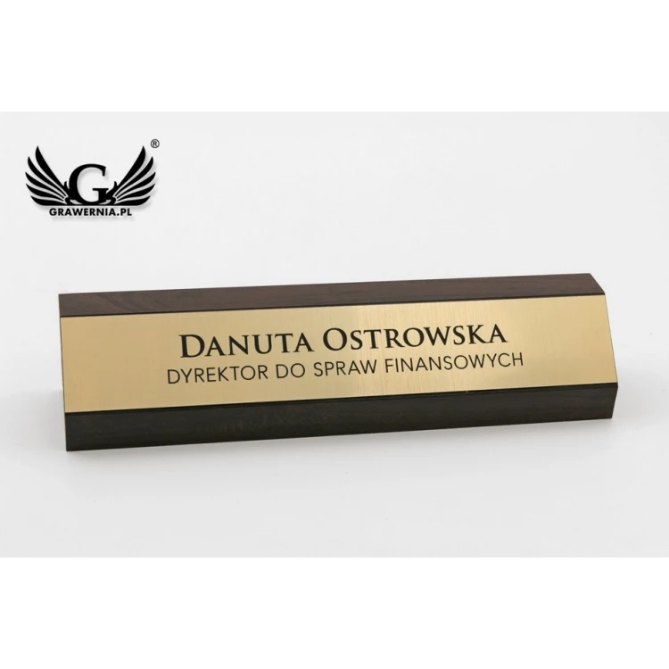 Desk Business Card Holder with Engraved Plaque - WIZ009