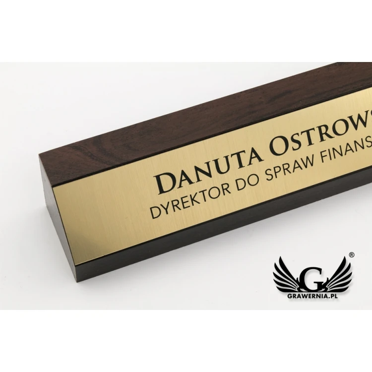 Desk Business Card Holder with Engraved Plaque - WIZ009