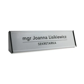 Desk Business Card Holder with Engraved Plaque - Silver - WIZ001