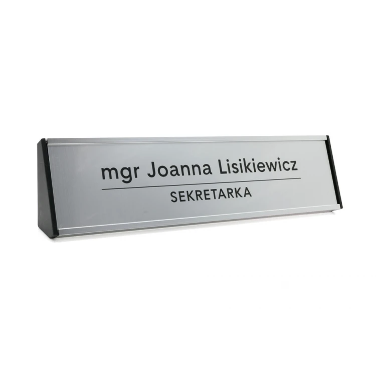 Desk Business Card Holder with Engraved Plaque - Silver - WIZ001