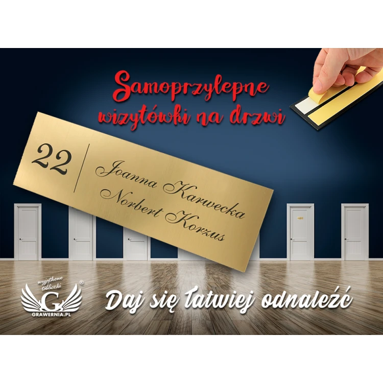 Door sign with two surnames