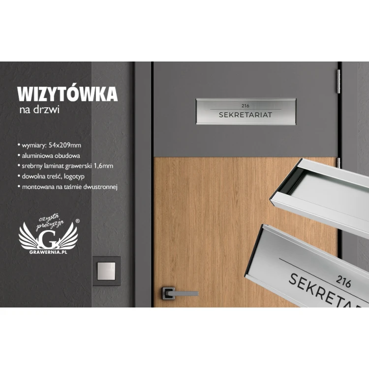 Door Sign with Engraved Plaque - Silver Frame - WND001
