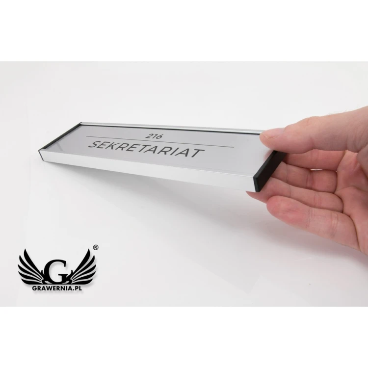 Door Sign with Engraved Plaque - Silver Frame - WND001