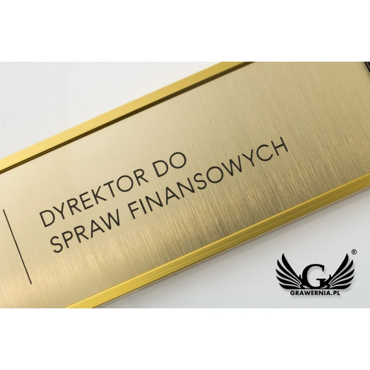 Door sign with engraved plaque - gold frame - WND002