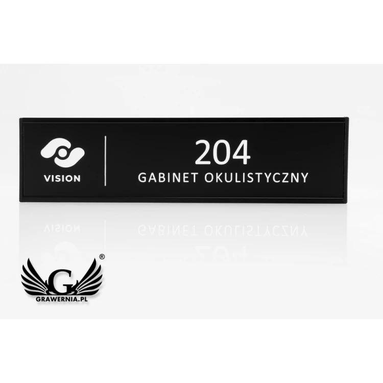 Door sign with engraved plaque - black frame - WND003