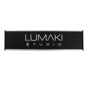 Door sign with engraved plaque - silver frame - WND004