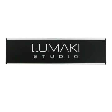 Door sign with engraved plaque - silver frame - WND004