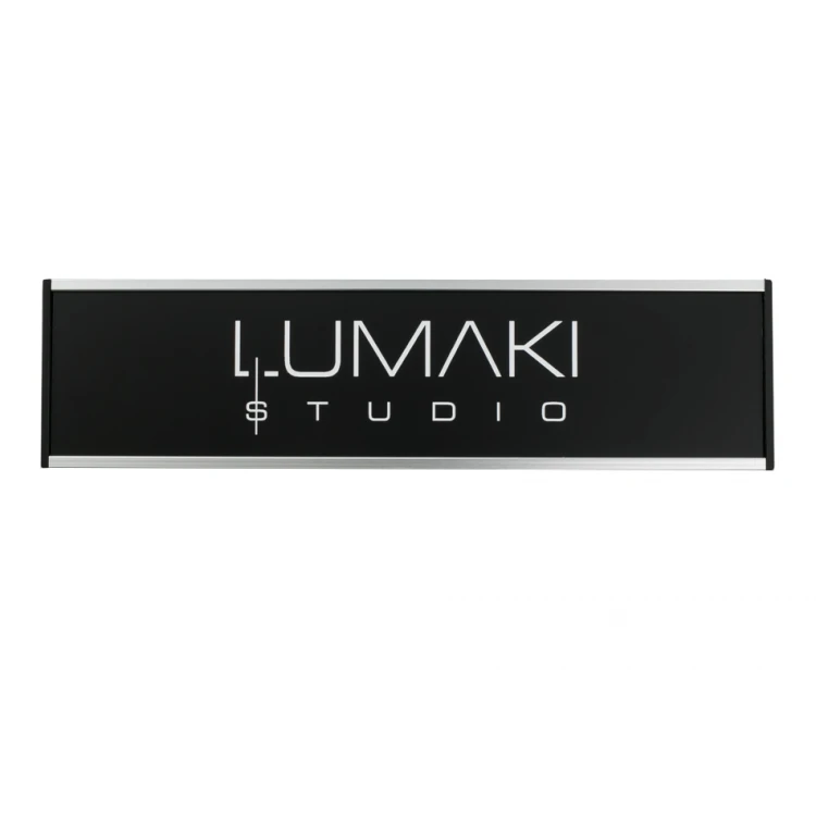 Door sign with engraved plaque - silver frame - WND004