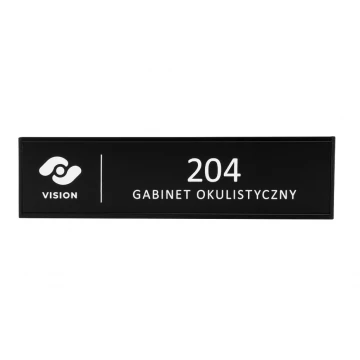 Door sign with engraved plaque - black frame - WND003