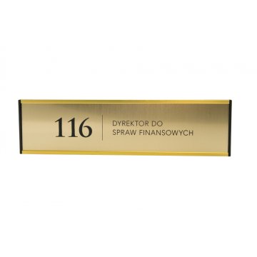 Door sign with engraved plaque - gold frame - WND002