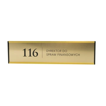 Door sign with engraved plaque - gold frame - WND002