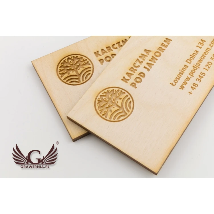 Eco Wooden Business Cards - Raw Unvarnished - Engraved - WZ027
