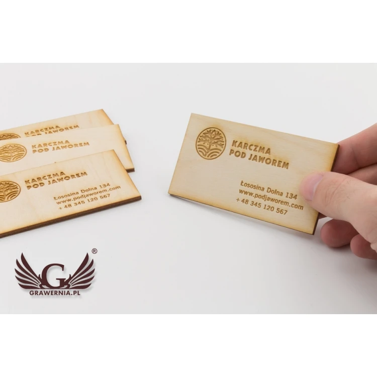 Eco Wooden Business Cards - Raw Unvarnished - Engraved - WZ027