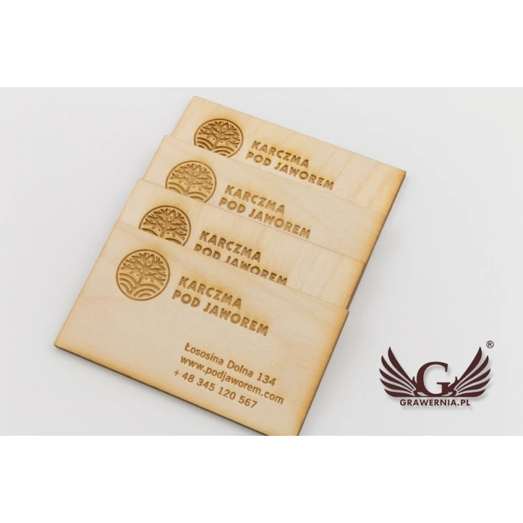 Eco Wooden Business Cards - Raw Unvarnished - Engraved - WZ027