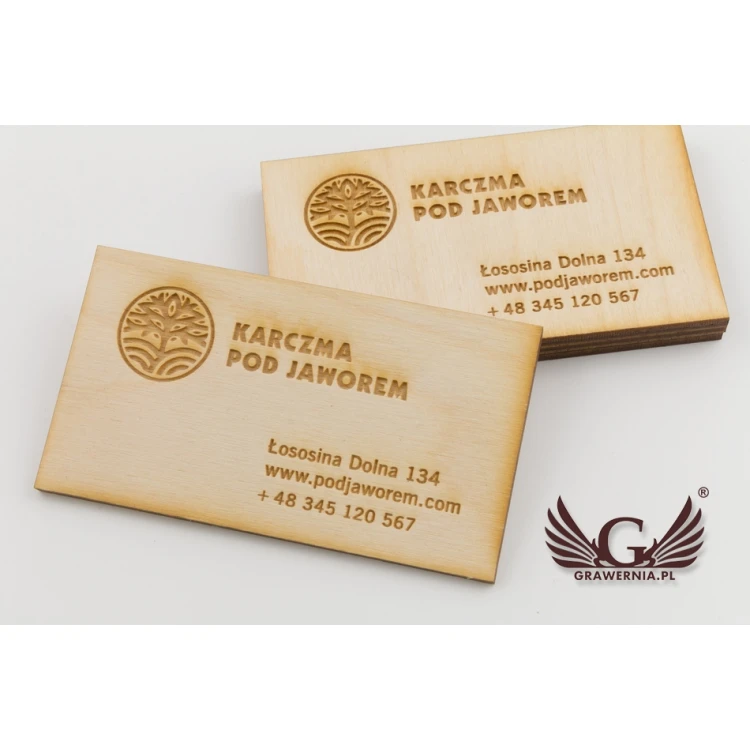 Eco Wooden Business Cards - Raw Unvarnished - Engraved - WZ027