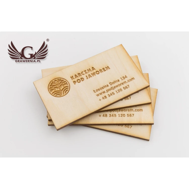Eco Wooden Business Cards - Raw Unvarnished - Engraved - WZ027