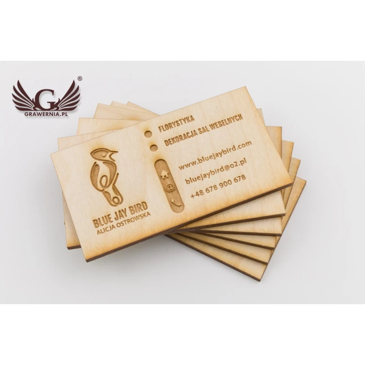 Eco Wooden Business Cards - Raw Unvarnished - Engraved - WZ028