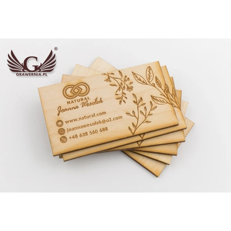 Eco Wooden Business Cards - Raw Unvarnished - Engraved - WZ029