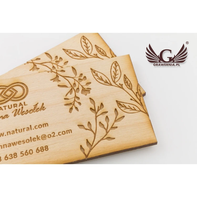 Eco Wooden Business Cards - Raw Unvarnished - Engraved - WZ029
