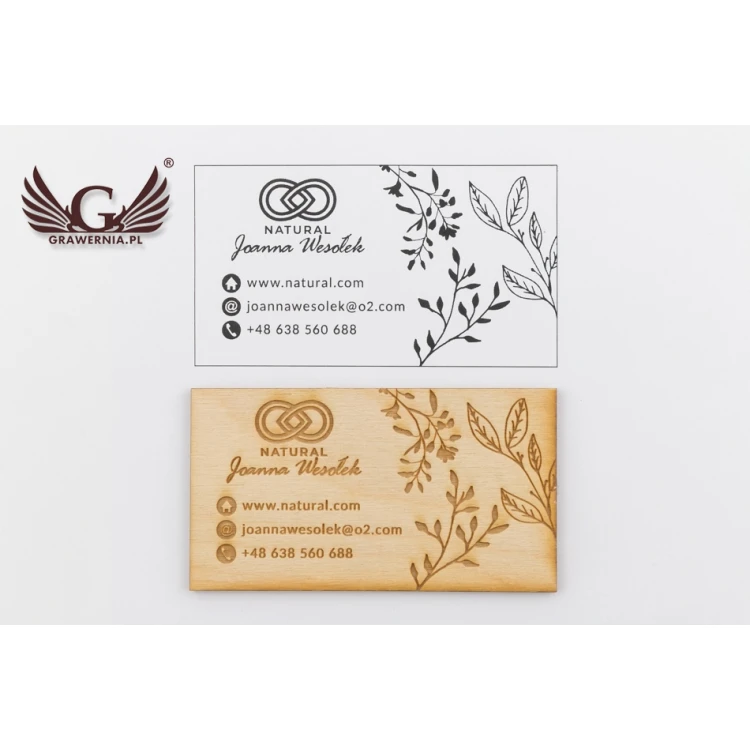 Eco Wooden Business Cards - Raw Unvarnished - Engraved - WZ029