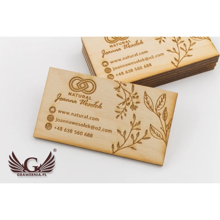 Eco Wooden Business Cards - Raw Unvarnished - Engraved - WZ029