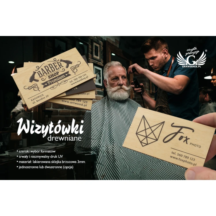 Premium Wood Business Cards - Lacquered - UV Print - WZ022
