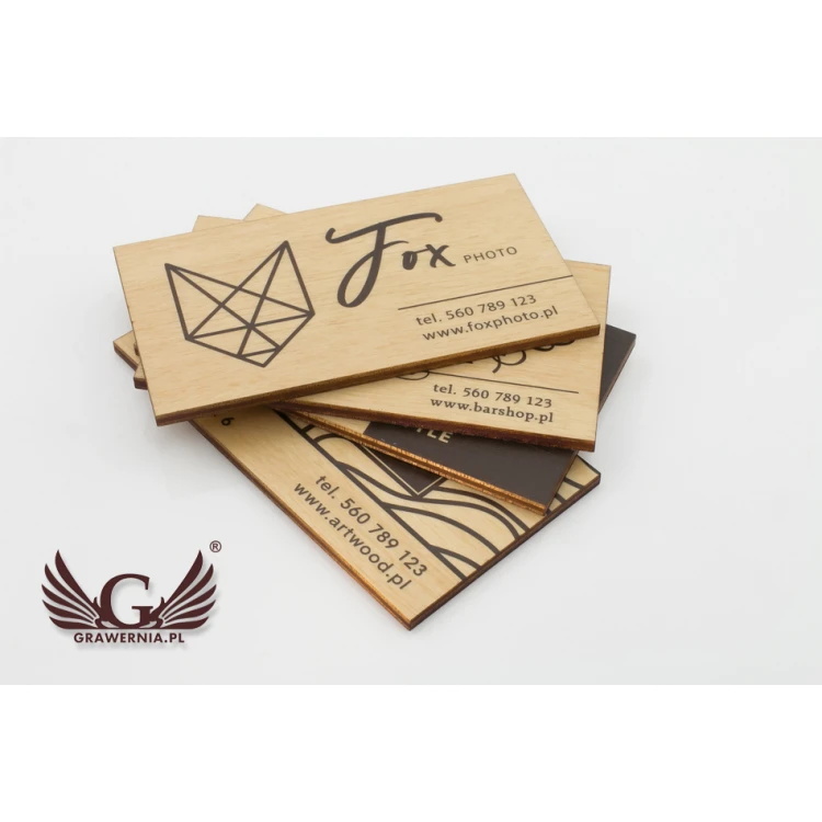 Premium Wood Business Cards - Lacquered - UV Print - WZ022