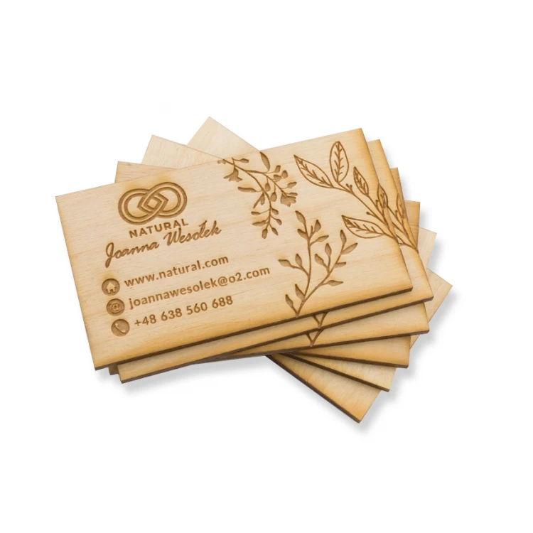 Eco Wooden Business Cards - Raw Unvarnished - Engraved - WZ029